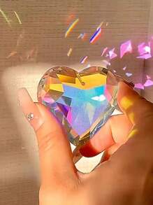 1 pieza de atrapanueves en forma de corazón con cristales, colgante de luz solar colorido, decoración para ventana de dormitorio, decoración de hogar arcoíris