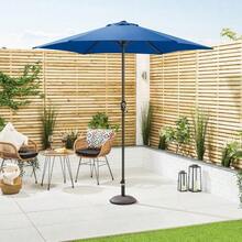Garden Parasol Umbrella Polyester Canopy Steel Sunshade With Crank Handle - Navy - View 2