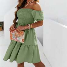Dresses For Women 2024 Plus Size Summer Dresses For Women 2024 Midi Off Shoulder Puff Sleeve Dress Vestidos Verano Moda 2024 - Black - View 6