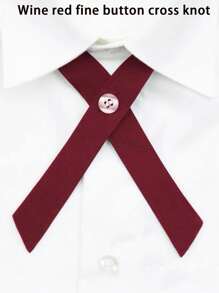 Cross Tie Collar JK Uniform Shirt, Japanese School Style Student Burgundy Bowknot
