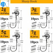10pcs A Box 2g-20g All Size Head Jigs Hook Ned Anti-Baiting Head Hook Soft Bait Hook, Accessories For Fresh Water And Salt Water Fishing - Perfect For Soft Worm Fishing