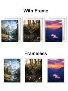 3 tấm tranh phong cảnh hoàng hôn rực rỡ, tranh nghệ thuật quả cầu phát sáng, tranh in trên vải canvas cảnh thiên nhiên hùng vĩ, tranh phong cảnh rừng, tranh phong cảnh núi non trang trí nhà hiện đại, tranh nghệ thuật, trang trí phòng đẹp, quà tặng lý tưởng, khung tranh tùy chọn - 3 Cái/Bộ - Xem 5