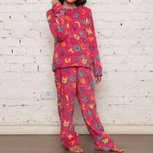 ***Check The Measurements Carefully*** Children's Pajama Set/Fleece Ultra Soft/Boy, Unisex. - Red - View 3