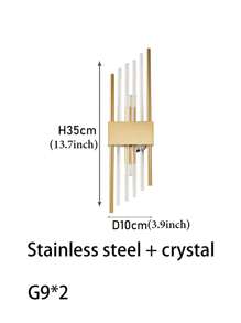 Golden/Black LED Crystal Wall Lamp, Stainless Steel Body, Suitable For Living Room, Bedroom, Corridor Home Decoration, Free G9 Light Source