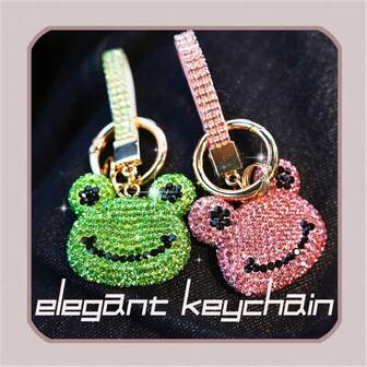 1 件青蛙形水晶锌合金钥匙扣，青少年复活节礼物