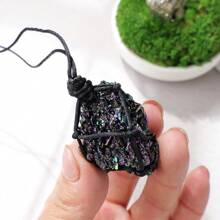 1PC Natural Crystal Black Tourmaline Labradorite Raw Stone Unpolished Gem Pendant Necklace Quartz Jewelry Women Necklace For Women Gifts