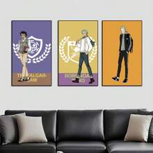 ONE PIECE Set de 1/3/6 pièces Posters sur canevas de One Piece - ZORO, SANJI, LAW, art mural minimaliste funky et preppy pour la décoration de chambre, dortoir, salon (sans cadre)