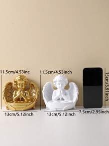 1pc Resin Angel Cross Candlestick Holder, Home Decor For Living Room, Bedroom, Office Desk, Dining Room Candle Light Ambiance Ornament (Candle Not Included)