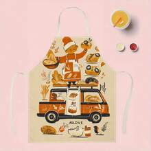 1pc Nail - Art & Heart - Felt Fashion Apron 3D Pattern Linen Apron For Home Cooking, Kitchen Wear, And Cooking Enthusiasts