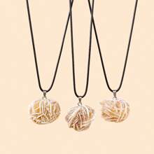 1PC Natural Crystal Black Tourmaline Labradorite Raw Stone Unpolished Gem Pendant Necklace Quartz Jewelry Women Necklace For Women Gifts