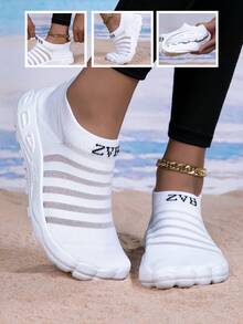 ZVB Couple's Water Shoes Suitable For Barefoot Enthusiasts, Soft-Soled Women's Beach Shoes For Swimming, Diving, Fishing, Outdoor Quick-Dry Summer Sandals, Non-Slip & Breathable - White - View 2