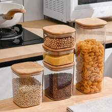 1 pieza Tarro de almacenamiento de alimentos hermético cuadrado - Disponible en 460ml, 1100ml, 2400ml - Recipiente resistente y a prueba de fugas para café, té, pasta, harina, azúcar, frutos secos - Perfecto para la organización de la cocina y útiles escolares