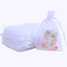 50pcs White Organza Candy Bags, Wedding Party Supplies, Favor Bags For Holiday Celebrations, Home Decor