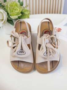 Zomerse kindersandalen met strikversiering, prinsessenstijl, comfortabele platte sandalen met klittenbandsluiting voor meisjes