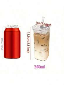 Square Heatproof Glass Cup With Lid And Straw: Suitable For Bubble Tea, Coffee And Juice - Made Of Durable Glass