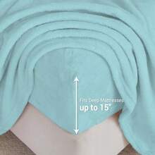 Queen Micro Fleece Sheets Set, 4-Piece Queen Size Bed Sheet Set, Plush Velvet Fleece Sheet Set With 15" Deep Pocket Fitted Sheet, Flat Sheet, 2 Pillowcase, Soft And Warm, Aqua - Grey Blue Plaid - View 5