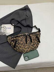 New Ins Style Leopard Print Casual Waist Bag/Chest Bag, Versatile Cloud Pattern Unique Shoulder Crossbody Bag/Casual Phone Pouch - Multicolor - View 2