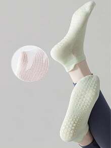 3/6/9 Pairs/Pack Women's Thin Summer Style Breathable Mesh Exercise Yoga Pilates Aerobics Silicone Anti-Slip Running With Ears Sock - Multicolor - View 7