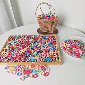 200 piezas de gomas de pelo elásticas de colores mixtos estilo casual, accesorio para la cabeza