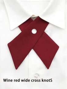 Cross Tie Collar JK Uniform Shirt, Japanese School Style Student Burgundy Bowknot