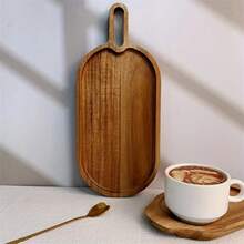 Multipurpose Wooden Serving Tray, Wood Platter, Food Tray Suitable For Cheese, Meat, Bread, Desserts, Plates, Fruit Dishes And Storage Trays, Ideal For Kitchen And Dining Room Service - بني - مشاهدة 11