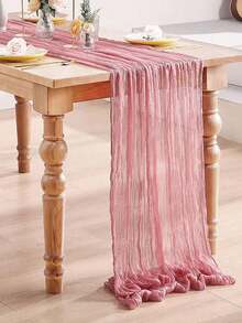 1/2/3件装粉色褶皱桌旗，折叠桌布，浪漫桌布，纯色桌布，桌旗，节日婚礼、迎婴派对、生日派对餐桌装饰，婚礼装饰，生日派对装饰，周年纪念、订婚宴会派对用品，派对礼品，情人节装饰，节日家居装饰，餐厅装饰，餐桌装饰，厨房装饰，壁炉装饰，生日礼物，餐厅