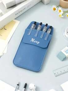 Estuche personalizable/PU para bolígrafos, con bolsillo con cremallera a prueba de fugas, gran capacidad, bolsa portátil para almacenamiento de bolígrafos, estuche de lápices personalizado, bolsa para bolígrafos de gran capacidad y estilo sencillo, multifuncional, ornamental, reutilizable, moderna, colorida, linda, vintage, de dibujos animados, para trabajadores, clientes, estudiantes, niños, para negocios/trabajo/oficina, para la escuela, vuelta al cole, suministros escolares, para la oficina, para el aula, para regalos de maestros, para la universidad, para colegas, para dormitorios, para maestros, para niños y niñas, para adolescentes, estudiantes de escuela secundaria junior, estudiantes de escuela secundaria, estudiantes universitarios, de primer año, de segundo año, estudiantes de cursos inferiores.