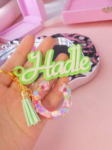 1 PC Custom Name Handmade Colorful Resin Keychain, Personalised Heart Initial Resin Keychain, Letter Keychain, Gift Idea, Kids Backpack Charm