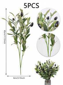 1/3/4/5/6PCS Green Plant Stem Artificial Olive Tree Branch For Home Vase Wedding Decoration