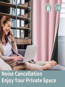 1 件纯色遮光窗帘，带杆口袋设计，适用于客厅和卧室 - 透明遮光窗帘、客厅窗帘、卧室窗帘 - 粉色 - 查看 7