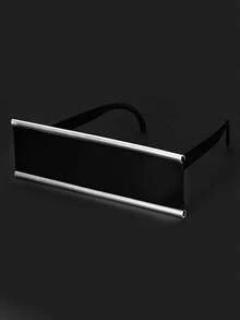 1pc Flat Top Personalized Photography Prop, Movie Selfie Mosaic Flat Plate Beach Party Cool Prop, Comes With Anti-Lost Rope And Glasses Cloth (Glasses Case Not Included) - Silver - View 4