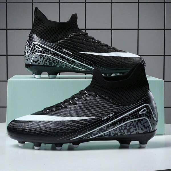 Novos Sapatos de Futebol/Futebol Recomendados para Homens, Mulheres, Jovens. Características: Travas Longas, Antiderrapante, Cano Alto, Durável, Adequado para Treinamento e Jogos de Futebol em Gramado Diariamente, Todas as Estações
