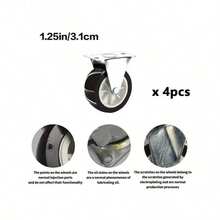 4 件 1.25 英寸/2 英寸重型定向脚轮，静音黑色固定脚轮，适用于电脑柜、办公桌、工作台、小型家具 - 黑色 - 查看 7