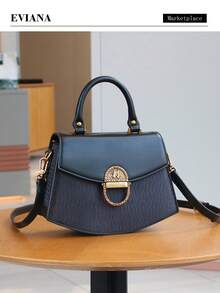 2025 女士时尚手提包 - 优质奢华女士马鞍包，多功能单肩/斜挎小巧褶皱纹理包，银色金属配件点缀方形钱包 - 彩色 - 查看 4