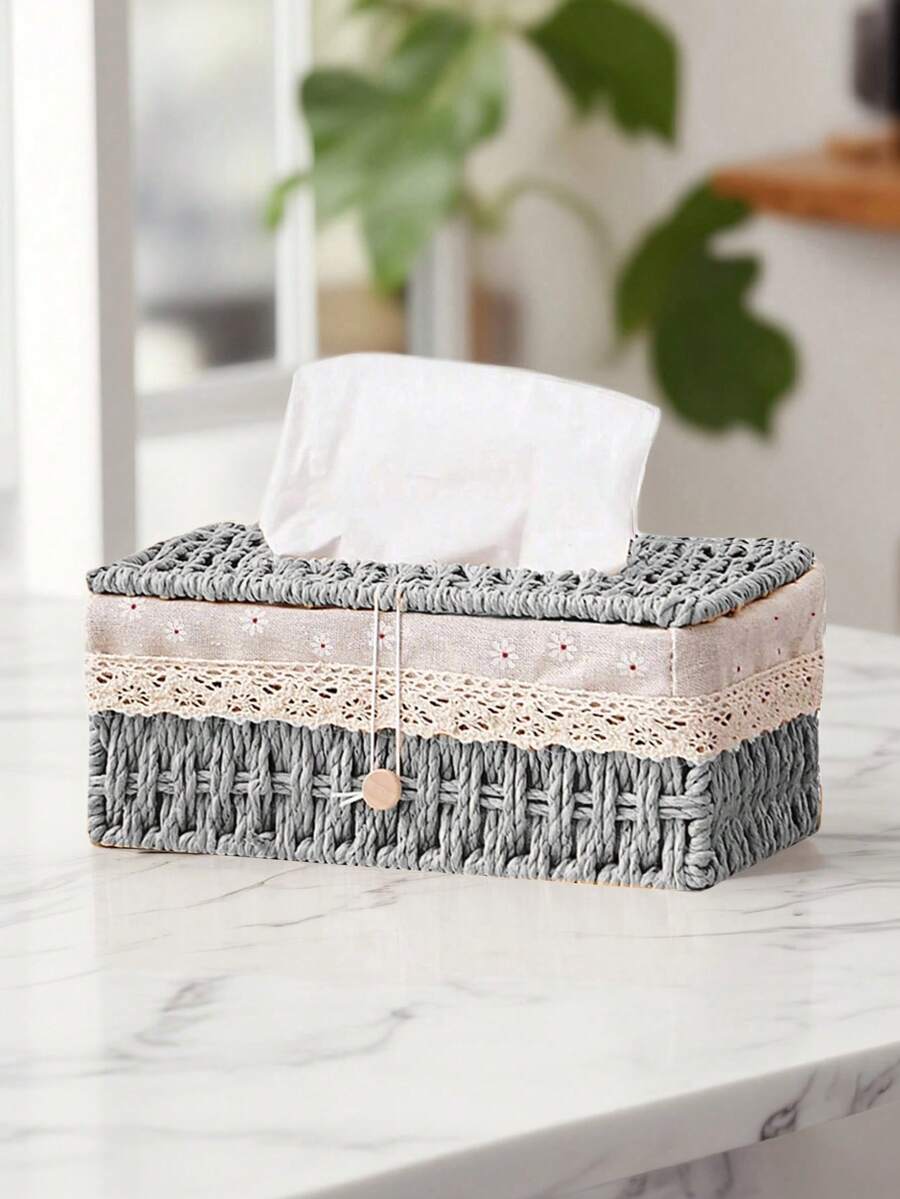 1 hộp đựng khăn giấy hình chữ nhật dệt thủ công, Vỏ hộp khăn giấy bằng mây, Hộp đựng khăn giấy dệt phong cách Bohemian, Thích hợp cho phòng tắm, phòng ngủ, kệ, phòng khách, Hộp đựng khăn giấy thủ công có nắp và lót, Hộp đựng khăn giấy bằng giấy, Thích hợp cho gia đình, nhà hàng, khách sạn, Thiết kế tối giản hiện đại, Phù hợp cho văn phòng