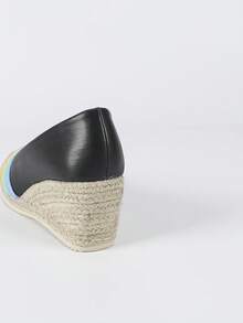 Zapatos de cuña de moda 2025, versátiles de punta redonda, estilo europeo y americano, zapatos de lino de tacón alto para mujer, cómodos y casuales para vacaciones, adecuados para todas las estaciones - Negro - Ver 10