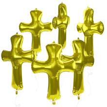 6 sztuk zestawów balonów foliowych w kształcie krzyża na komunię świętą, odpowiednich na pierwszą komunię świętą, dekoracje na przyjęcia z okazji chrztu, dekoracje na chrzest, balony na chrzest