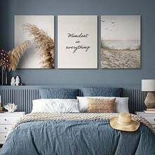 1/3pcs Wall Art Posters/Modern Style Seashore Reed, Feather Grass, Beach Ocean Scenery Landscape Art Prints, Decor For Home, Bedroom, Study, Kids Room, Clothing Store, With/Without Frame ,Wall Art With Frame - Multicolor - View 7