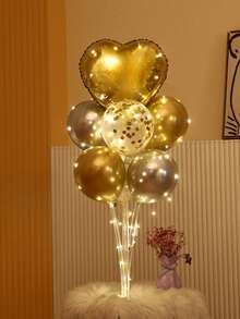 1 套落地气球柱套件，带支架、底座和灯串，用于婚礼、生日派对或单身派对的气球塔背景装饰 - 彩色 - 查看 13
