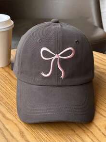 1pc Kpop Y2K Style Blokeffe-Blokecore+Coqette Bowknot Embroidered Baseball Cap Adjustable Dad Hats Cute Sweet Style Versatile Sunshade Peaked Hat Distressed Denim Sports Baseball Cap, Vintage Letter Embroidery Sun Protection Outdoor Fashion Dad Hat Trucker Cap For Women Girls - Multicolor - View 7