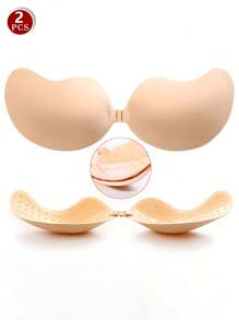 2 paia di reggiseni adesivi, reggiseni push-up, reggiseni invisibili senza spalline, reggiseni appiccicosi traspiranti e delicati sulla pelle per le donne, reggiseni riutilizzabili senza schienale per reggiseni e accessori per reggiseni (versione in tessuto migliorata)