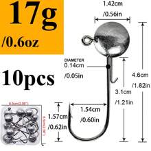 10pcs A Box 2g-20g All Size Head Jigs Hook Ned Anti-Baiting Head Hook Soft Bait Hook, Accessories For Fresh Water And Salt Water Fishing - Perfect For Soft Worm Fishing