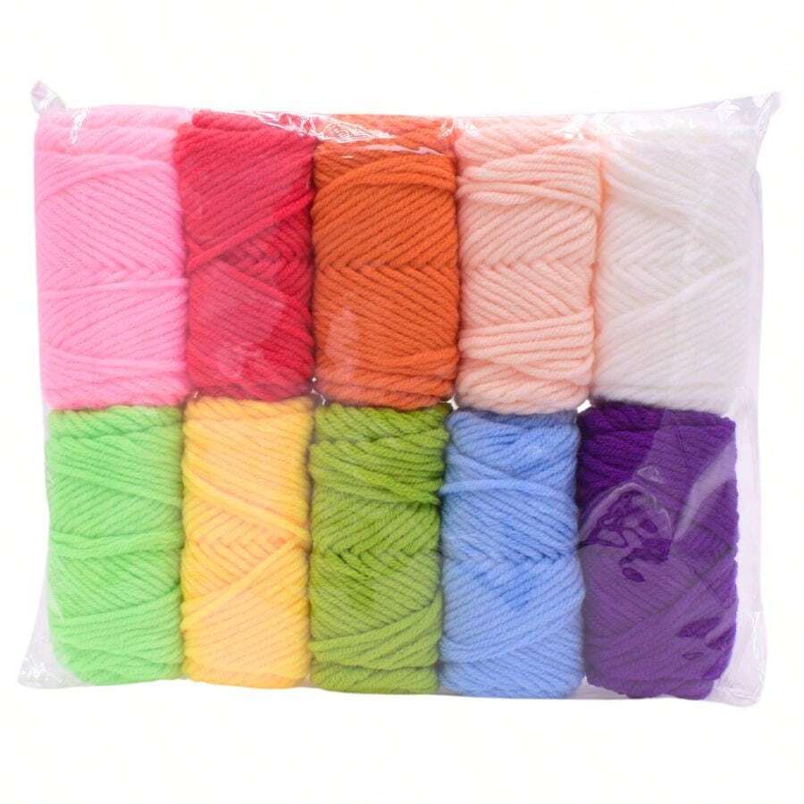 10-Pack Acrylic Yarn Set - 100% Premium Acrylic Fiber, Multicolor Assorted Bulk Bundle For Knitting, Crochet & Crafts, 10g Each - Multicolor - View 1