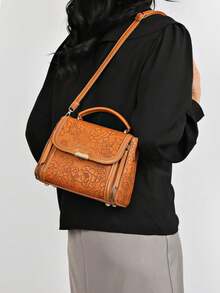 Bolso de mano de gran capacidad y diseño elegante para mujeres de mediana edad - Negro - Ver 10