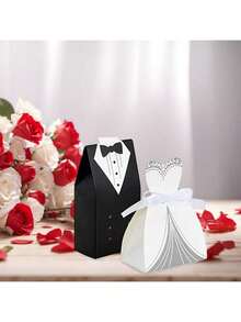 10pcsElegant Birthday And Wedding Gift Box With Ribbon - Perfect For Bride And Groom, Party Decoration And Gift Wrapping - Multicolor - View 1