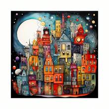 Set pittura diamante 5D fai-da-te, casa colorata, dipinto a diamante di edificio, pittura a diamante completa, ricamo punto croce, opera d'arte per decorazione da parete, ideale per principianti come regalo a sorpresa