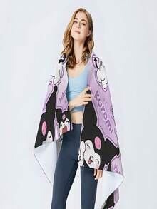 1pc Personalized Sanrio Kuromi Theme Oversized Soft Microfiber Quick Dry Bath Towel, Highly Absorbent, Modern Style, For Bathroom, Pool, Beach, Home & Kitchen Decor (Customized Name Available) Beach Essentials Back To School Shower Towels For Beaty Salon, Hotel Sports,Home Essentials, Towel, Skin Care