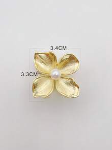 1pc Women's Zinc Alloy Gold Flower & Faux Pearl Batik Hair Clip, Suitable For Beach Resort, Daily Use, Great Gift For Women's Day Summer Hair Claws Claw Clips Hair Clips Hair Jaw Clip Hair Clamps Hair Clutch Hair Catcher Clip Fall Winter Hair Accessories For Women For Vacation Outfits Woman - Gold - View 9
