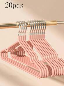 20/10 件装，防滑重型衣架，（15.75 英寸 X 7.87 英寸），黑色防滑重型衣架，卧室用品，储物用品，卧室和衣柜优质储物解决方案 - 无需费力悬挂，节省空间的设计，非常适合生活、春季、极简主义、夏季上衣 - 粉色 - 查看 17