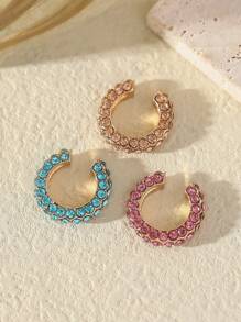 Set de 3 piezas/1 pieza de clips de oreja con rhinestone de moda y sencillos, casuales y versátiles